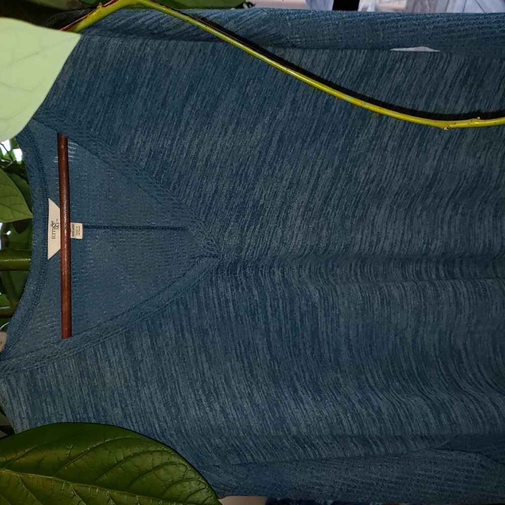 Terra & Sky Teal V Neck Knit 3/4 Sleeve 1X - Picture 10 of 10
